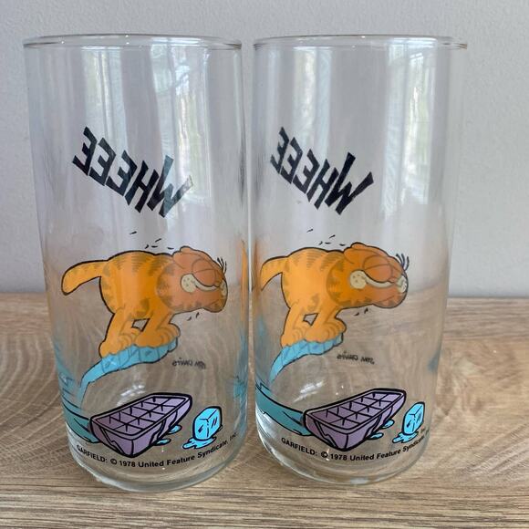 Vintage 1978 Garfield Jim Davis Wheee Set of 2 drinking glasses - Picture 2 of 5